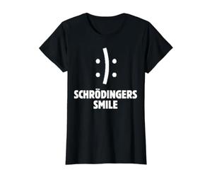 Schrödinger's Smile Funny Quantum Physics Science Blague T-Shirt Graphique avec Valeur, Femme, Noir, L
