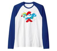 Schtroumpfs Big Papa Schtroumpfette Brainy Cartoon Retro 80s 90s Pose Manche Raglan
