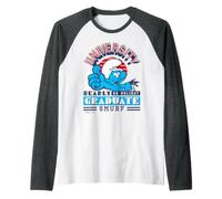 Schtroumpfs Collegiate Varsity 80s University Graduate Holiday Manche Raglan