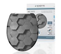 Schütte Abattant WC avec Frein de Chute Déclipsable - Gris | Duroplast résistant aux rayures, lunette WC frein de chute silencieux, compatible cuvette WC suspendue et sur pieds