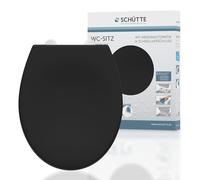 Schütte Abattant WC avec Frein de Chute Déclipsable - Noir | Duroplast résistant aux rayures, lunette WC frein de chute silencieux, compatible cuvette WC suspendue et sur pieds