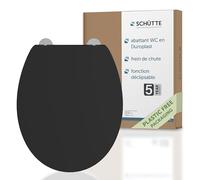 Schütte Abattant WC Fin avec Frein de Chute Déclipsable en Duroplast | Lunette WC clipsable avec frein de chute, coloris noir, universel, testé 15 000 abaissements, charge 250 kg