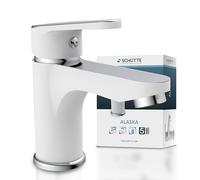Schuette Robinet de salle de bain Alaska 34710 Mitigeur monocommande avec vidage Blanc chromé