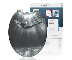 Schütte Dive Abattant WC avec Frein de Chute - Bois, Couvercle | Lunette WC en bois multicolore, universel, charge max 175 kg, 37,5 x 45 x 5,5 cm, frein de chute testé 15 000 fois