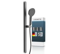 Schütte KARIBIK Support de Pommeau de Douche Inox, 3 Jets - Graphite Mat | colonne de douche, support barre douchette réglable en hauteur, boutons anti-calcaire, tuyau et kit de montage inclus