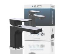 Schütte Madagascar Robinet de salle de bain avec mitigeur monocommande | Noir/chromé, bonde de lavabo automatique pop-up, robinet lavabo salle de bain anti-calcaire, 2 tuyaux DVGW, montage inclus