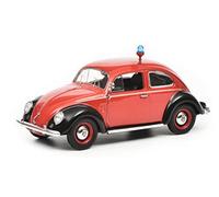 Schuco 450258900 VW Coccinelle Ovale Pompier avec lumière Bleue 1:43 Rouge/Noir