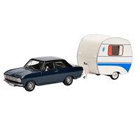 Schuco - 450294700 - Véhicule Miniature - Modèle À L'échelle - Opel Kadett B avec Caravane - Echelle 1/43