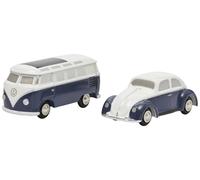 Schuco Piccolo – Ensemble 2 pièces Volkswagen VW Käfer + T1 Samba 1:87 Blanc/Bleu Mhi