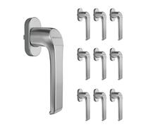 Schüco Lot de 10 poignées de fenêtre argentées - Qualité optique de qualité supérieure du fabricant de marque - Utilisable pour tous les systèmes de fenêtre