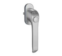 SCHÜCO Poignée de fenêtre avec bouton pression en argent | Poignée de fenêtre avec bouton de verrouillage pour sécurité enfant et protection anti-effraction - du fabricant Schüco