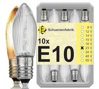 Schuerzenfabrik 10x Ampoules de rechange E10 23V 3W pour guirlande lumineuse, guirlandes de Noël, arche lumineuse,chandelier de Noël
