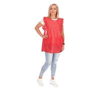 Schuerzenfabrik Dederon Chasuble Tablier court sans manches pour femme 2 poches à nouer sur le côté à pois, Rouge à pois blancs, L