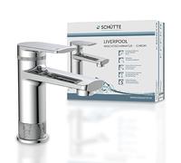 Schütte 33410 Liverpool Robinet de lavabo au Design élégant chromé Brillant pour Votre Salle de Bain avec bonde Pop-up Excentrique