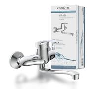 SCHÜTTE 36760 ORAZI Robinet mural chromé, robinetterie murale pour évier 360°, idéal pour double, robinet mural, robinetterie pour cuisine/évier, mitigeur pour montage mural