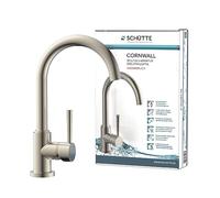 SCHÜTTE 79129 CORNWALL Robinet de cuisine basse pression, robinet d'évier avec bec haut, mitigeur monocommande, économie d'énergie, orientable à 360 °, robinet cuisine, robinet évier, inox