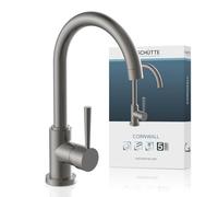 SCHÜTTE 79162 Robinet d'évier CORNWALL avec fonction d'économie d'énergie et pivotant à 360° pour évier à double évier Graphite mat