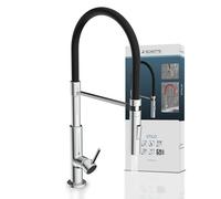 Schütte 79180 STILO douchette extractible, Robinet pivotant à 360 degrés, mitigeur monocommande pour évier de Cuisine Chromé/Noir