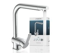 SCHÜTTE 79816 RIO Robinet de cuisine orientable à 360°, Mitigeur d'évier avec bec haut cuisine, Mitigeur monocommande simple évier double Mitigeur d'évier, Robinet en chrome