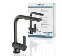 SCHÜTTE 79836 RIO Robinet de cuisine orientable à 360°, Mitigeur d'évier avec bec haut cuisine, Mitigeur monocommande simple évier double Mitigeur d'évier, Robinet en graphite