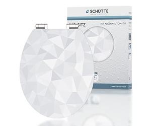 Schütte 80545 DIAMOND, Abattant WC HIGH GLOSS avec noyau en bois (MDF) et système d'abaissement automatique, compatible avec la majorité des cuvettes WC, motif