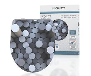 Schütte 82593 Round DIPS Soft Close Mécanisme de fermeture amortie Motif brillant et libération rapide pour le nettoyage Couvercle en Duroplast Charge maximale de l'abattant de WC 150 kg