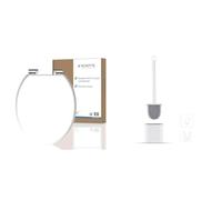 SCHÜTTE Abattant WC avec frein de chute - abattant WC en bois compressé - Blanc - Siège de toilette avec brosse, anti-goutte, antibactérienne