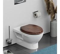 SCHÜTTE DARKWOOD Siège de WC avec abaissement automatique en bois, siège de toilettes avec abattant de toilettes avec motif (charge maximale de la lunette 150 kg), couleur bois
