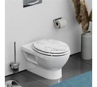 SCHÜTTE Marmor Stone Abattant WC en MDF avec frein de chute Blanc/gris