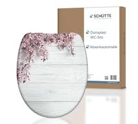 Schütte Abattant WC « Flowers & Wood » avec système d'abaissement Automatique, Couvercle de Toilette avec Motif, Couvercle de Toilette Duroplast (Charge maximale des Lunettes de Toilette 150 kg),