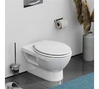 SCHÜTTE Abattant WC avec frein de chute - abattant WC en bois compressé - Très grande résistance au poids, testée jusqu'à 150 kg - Blanc