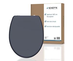 SCHÜTTE ANTHRAZIT Siège WC avec abaissement automatique, couvercle avec fermeture rapide pour un nettoyage facile, en plastique thermodurcissable (charge max. 150 kg)