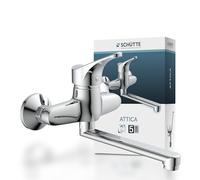 SCHÜTTE ATTICA 22600 Robinet mural chromé à 360° Idéal pour double évier, montage mural