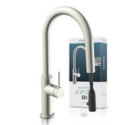 SCHÜTTE Blackpool 79526 Robinet de cuisine avec douchette extractible, robinet de cuisine à 360 °, mitigeur monocommande avec douchette extensible en acier inoxydable