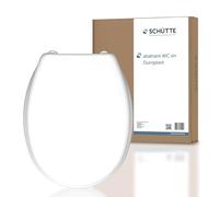 SCHÜTTE BLANC Abattant de WC sans mécanisme d'abaissement automatique | Couvercle de WC avec charnières métalliques | lunette de WC supportant une charge maximale de 150kg | Taille universelle