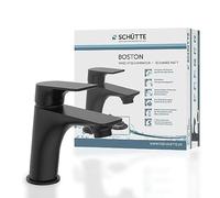 SCHÜTTE BOSTON Robinet salle de bain noir mat, mitigeur moderne avec vidage, robinetterie de lavabo pour votre salle de bain