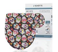 Schütte Crazy Skull 82586, Abattant High Gloss en Duroplast avec système d'abaissement Automatique et Fonction détachable, Compatible avec la majorité des cuvettes WC, Motif