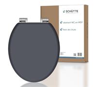 SCHÜTTE Cuvette Toilette Bois avec frein de chute | Massif Abattant WC Bois | Avec abattant durable | Très grande résistance au poids | Testée jusqu'à 175kg | Gris