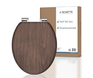 SCHÜTTE DARKWOOD Siège de WC avec abaissement automatique en bois, siège de toilettes avec abattant de toilettes avec motif (charge maximale de la lunette 150 kg), couleur bois