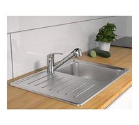 SCHÜTTE DIZIANI Robinet d'évier avec douchette extractible, basse pression, pour cuisine, mitigeur monocommande, chromé