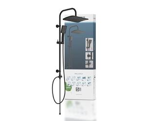 SCHÜTTE Kit de douche Malorca - Colonne de douche avec grande douche à effet pluie - Douchette à main avec 3 types de jets - Système de douche avec barre de douche réglable en hauteur - Noir mat