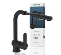 SCHÜTTE LONDON Robinet Cuisine avec Douchette Extensible Mitigeur, Rabattable Mitigeur Robinet Evier de Cuisine avec Douchette, Rotative à 360° Froid & Chaud Disponible, Noir