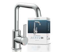 SCHÜTTE LOS ANGELS 33120 Robinet de lavabo avec bec haut et bec haut pour salle de bain avec pop-up excentrique et mitigeur monocommande Chromé