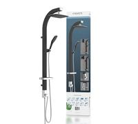 Schütte MADAGASCAR Douche à effet pluie avec douchette à main, barre de douche noire avec tablette pratique et support mural, barre de douche pour robinetterie de douche 60060