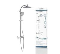 Schütte MADURA Système Thermostat, Set Grande Effet Pluie (Ø 24 cm) et douchette réglable, kit Barre, Colonne, Panneau de Douche, Chrome, Acier Inoxydable, (B x H x T): ca. 240 x 1010 x 515 mm