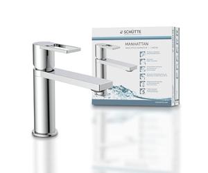 SCHÜTTE Manhattan 33010 Mitigeur de lavabo avec bonde de vidage Mitigeur monocommande pour salle de bain avec bouchon de vidange pop-up Chromé