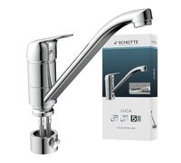 SCHÜTTE MB35210 LUCA Robinet de cuisine amovible pour évier de cuisine, montage sous fenêtre, tuyau flexible, chromé