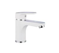 SCHÜTTE Mitigeur de Lavabo Blanc et Chrome Robinet d'Evier Vasque Lave-Mains