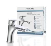 SCHÜTTE 33210 BOSTON Robinet de Salle de Bain Chrome, Mitigeur de Lavabo Gris Moderne Avec Vidage Pour Votre Salle de Bain