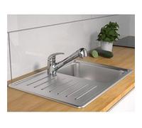 SCHÜTTE ABERDEEN 33379 Robinet de cuisine basse pression avec douchette extractible, robinet de cuisine avec fonction anti-retenti, mitigeur monocommande, chromé